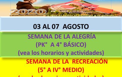 HORARIOS SEMANA DEL 03 AL 07 DE AGOSTO