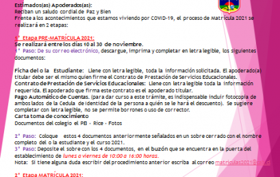 PROCESO DE MATRICULAS 2021