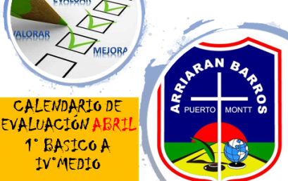 CALENDARIO DE EVALUACION MES DE ABRIL