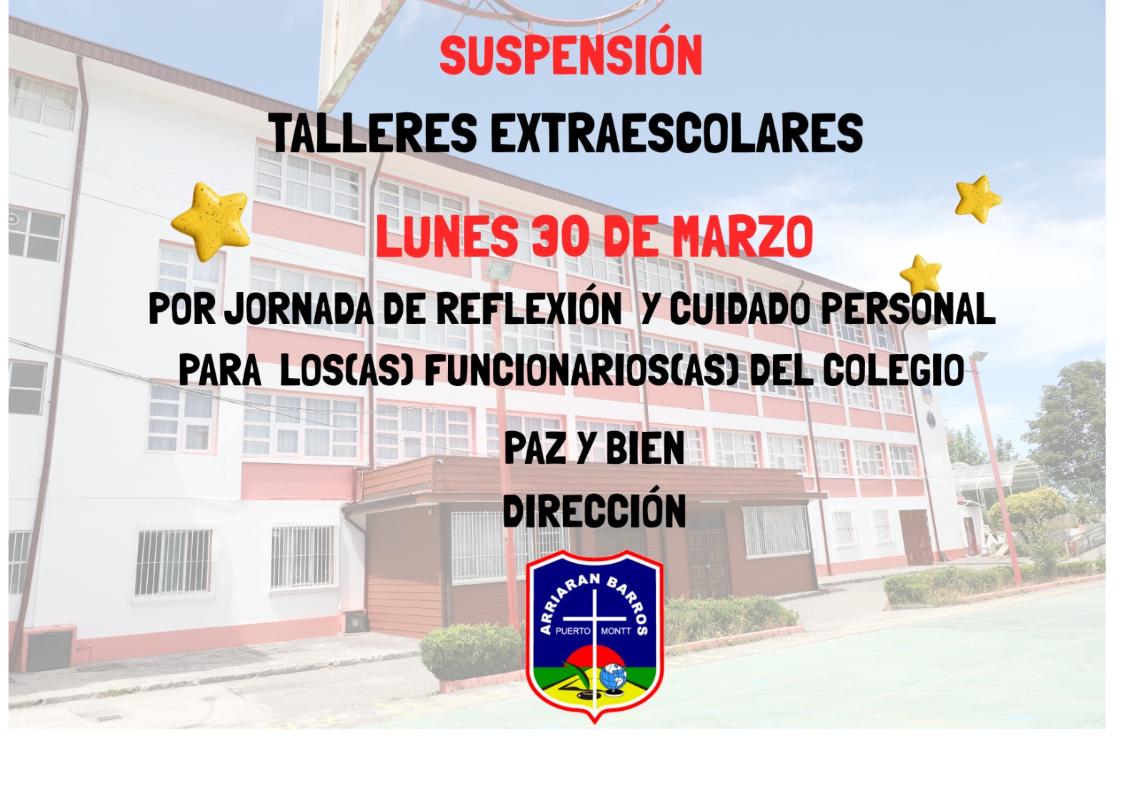 SUSPENSION TALLERES EXTRAESCOLARES